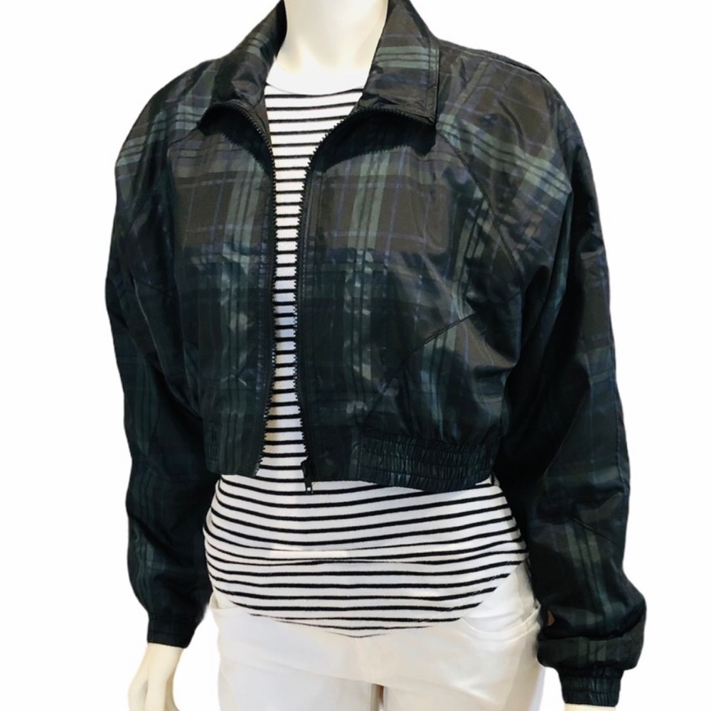 Wild Fable Plaid Full Zip Front Cropped Windbreaker Jacket Size XL - Picture 2 of 6